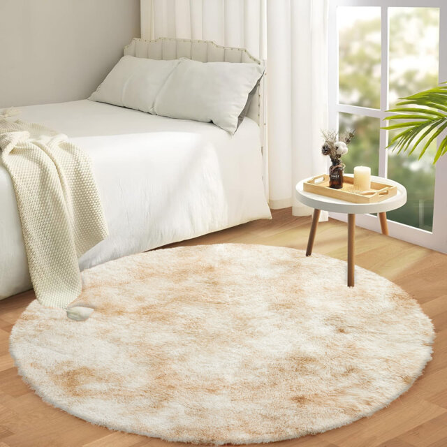 Round Shaggy Area Rug – Ultra-Soft Plush High-Pile Rug For Living Room And Bedroom