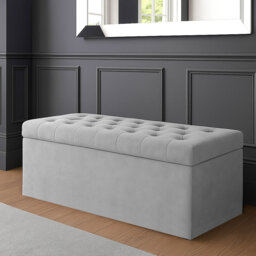 SD Plush Velvet Chesterfield Upholstered Ottoman Storage Box