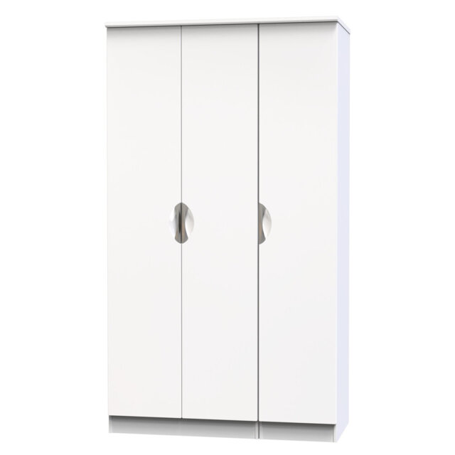 Bhodhini 3 Door Wardrobe in White Gloss & White