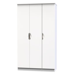 Bhodhini 3 Door Wardrobe in White Gloss & White