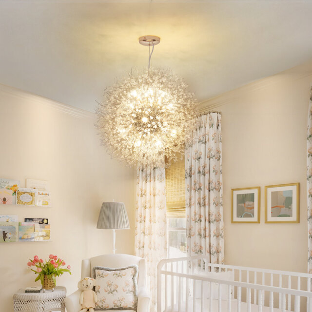 Dandelion 16-Light Sputnik Crystal Chandelier Starburst Sunburst Ceiling Lighting