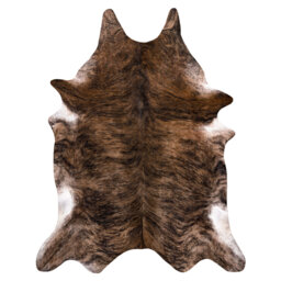 Artificial cowhide and brown leather rug