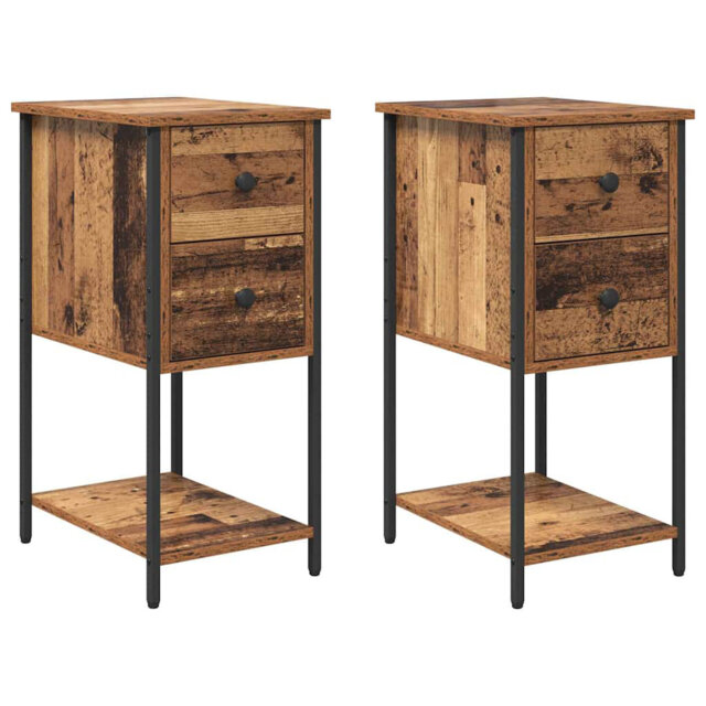 Bedside Cabinet 2 Pcs 32 X 42 X 70 Cm Engineered Wood