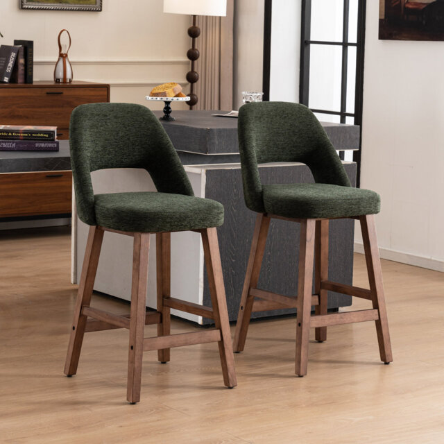 Upholstered Padded Counter Stools Armless Barstools With Wooden Legs For Kitchen Island Bar Counter