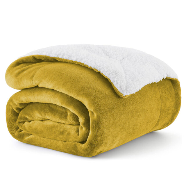 Sanborn Soft Reversible Sherpa Fleece Fur Thick Blanket Throw