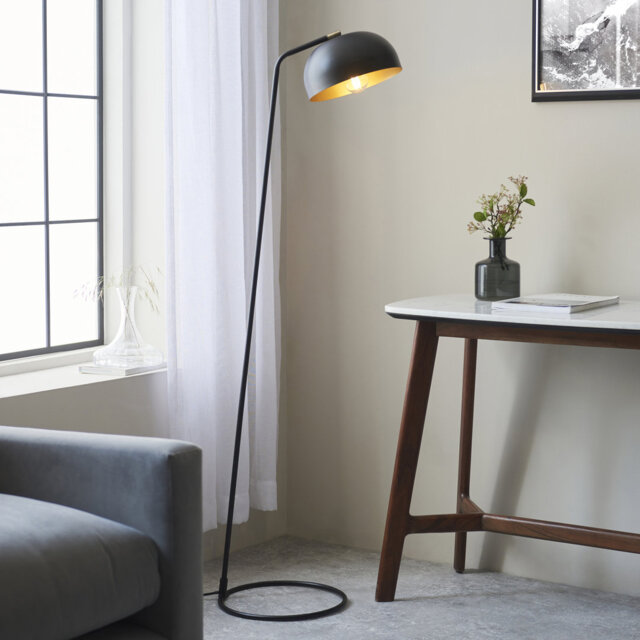 Malik 145.8cm Matt Black/Antique Brass Paint Reading Floor Lamp