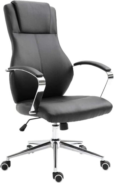 Brayden Studio Contemporary Executive Stylish Swivel Office Chair Height Adjustable (Black, Faux Leather)