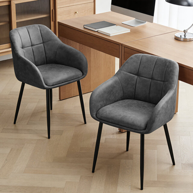 Cozy Vintage Tufted Upholstered Comfortable Air Leather Dining Armchair for Dining Room, Restaurant, Office