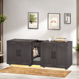 Cat Litter Box Enclosure With Double Cage, Cat House, Hidden Litter Box Enclosure Furniture
