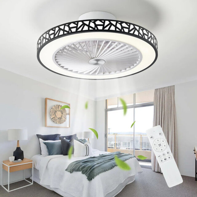 Ceiling Fans with Lights and Remote, 48cm Low Profile Ceiling Fans with 3 Colour Temperatures, 6 Speeds Reversible LED Modern Ceiling Fan Lights for B