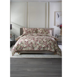 Japanese Tropical Garden Red 100% Cotton Duvet Cov Cotton Floral Duvet Cover Set with Pillowcases Included