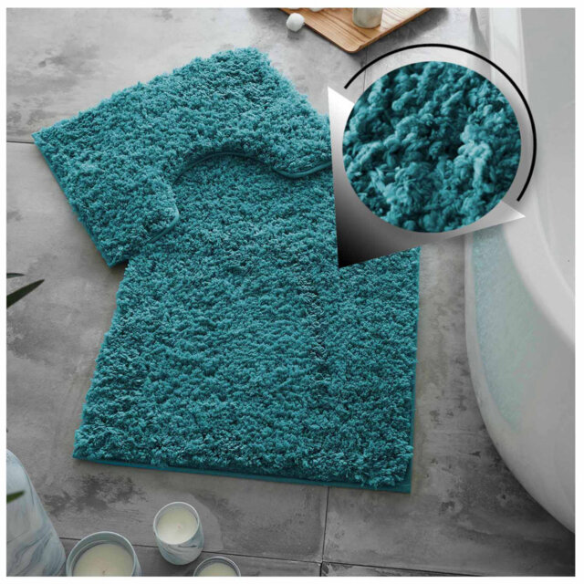 Luxury Zero Twist Bath Mat Set 2 Piece Plush Microfiber Bathroom Rug & Pedestal Mat Non Slip Absorbent Washable