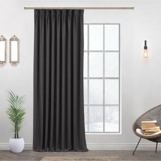 Aspire Homeware Polyester Room Darkening Pencil Pleat Single Panel Curtain for Noise Reduction and Light Blocking