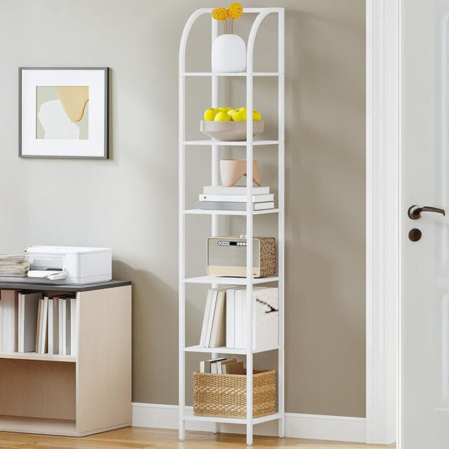 Bookcase, Narrow Bookcase Shelving Unit for Living Room, Office, Sturdy, Bedroom, Industrial