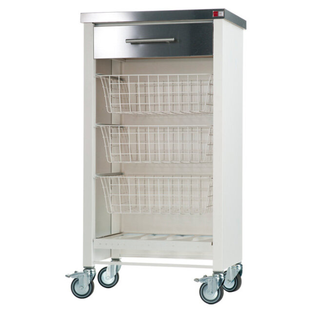 Chelsea 48cm W Steel Kitchen Trolley with Stainless Steel Top and Locking Wheels