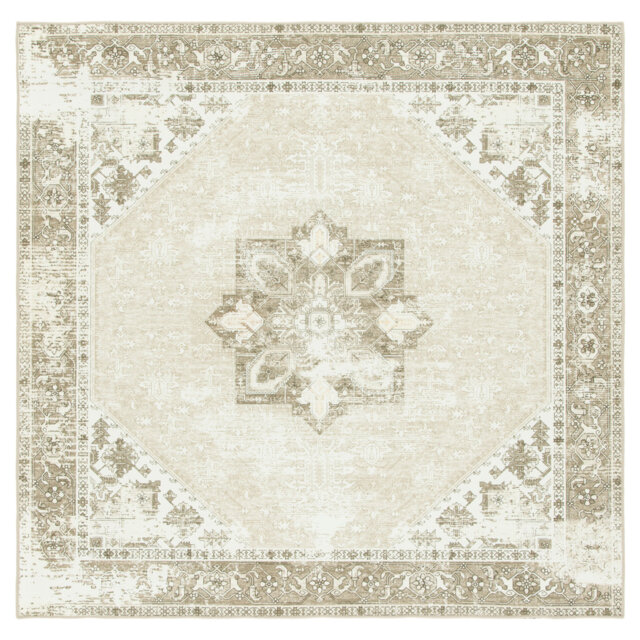 Tucson Gilded Machine Washable Non-Slip Area Rug In Sage & Ivory