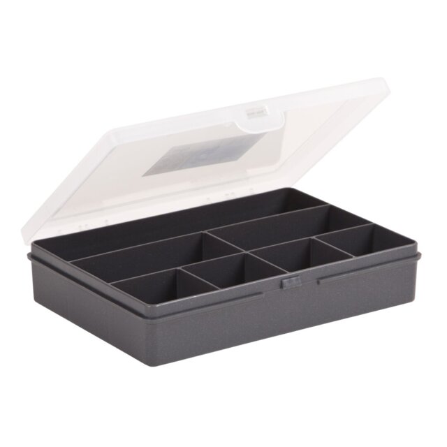 Wham 19cm Plastic Organiser Box With 7 Division Graphite Pack of 3