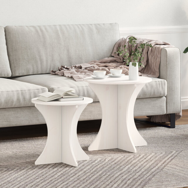 Coffee Table Solid pine wood Tables Living Room Round Rustic Low