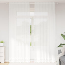 Curtains With Curtains Floral White Polyester