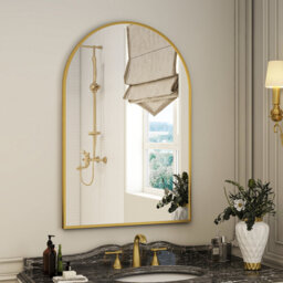 Lilaram Arched Metal Framed Wall Mirror Bathroom Mirror