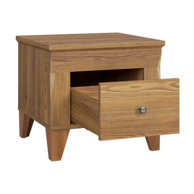 Bergen 50 cm Bedside Table with Drawer in Golden Sibiu Larch