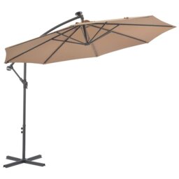 Hanging Garden Parasol with LED Lighting 300 cm Metal Pole