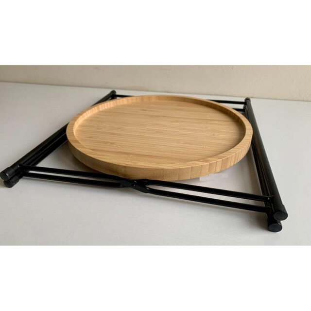Awalt Tray Top End Table Small Bamboo Side Table And Tray Round Foldable End Table (Large)