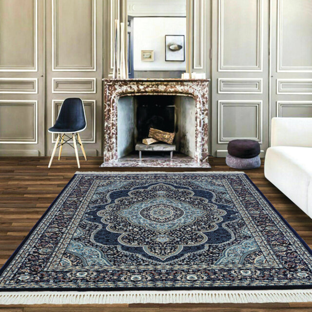 Modern Area Rug Oriental Style Rugs Bedroom Living Room Traditional Carpet Mats**Blue