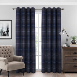 100% Blackout Curtains Check Eyelet Bedroom Tartan Curtain Plaid Brushed Cheque Pair of Highland Woolen Look Window Treatment for Living Room Green 46