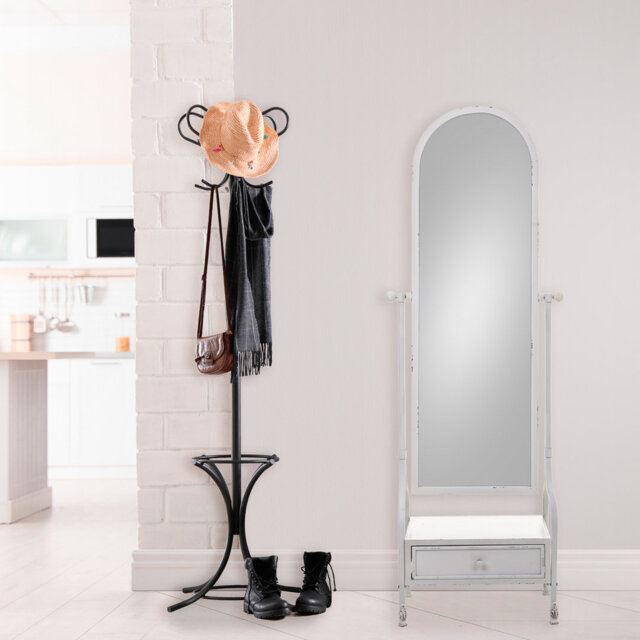 Larvell Wood Framed Freestanding Cheval Mirror in White