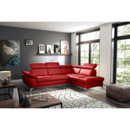 Niagara Genuine Leather Sleeper Corner Sofa with Storage, Adjustable Headrests & Adjustable Armrest