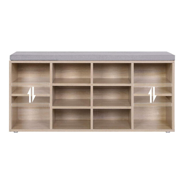 Shoe Bench, Shoe Rack, Storage Unit, 10 Compartments, With Cushion, For Entrance, 104 X 30 X 48 Cm