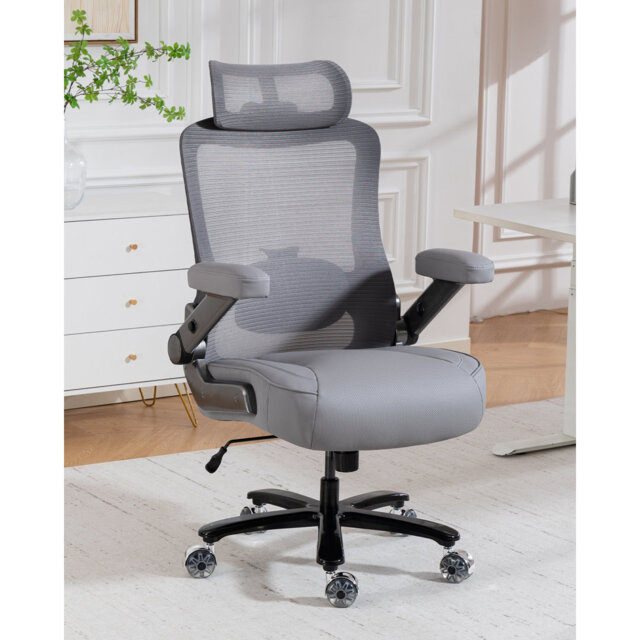 500lbs Big and Tall Office Chair- Heavy Duty Executive Computer Chair with 3D Flip Arms, Large Wheels, Ergonomic Mesh High Back Desk Chair, Extra Wide