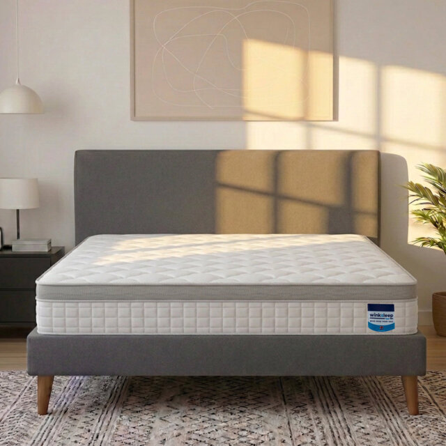 Winksleep Beige Hybrid Pocket Sprung Memory Foam Mattress – Medium-Firm, Breathable Euro Top