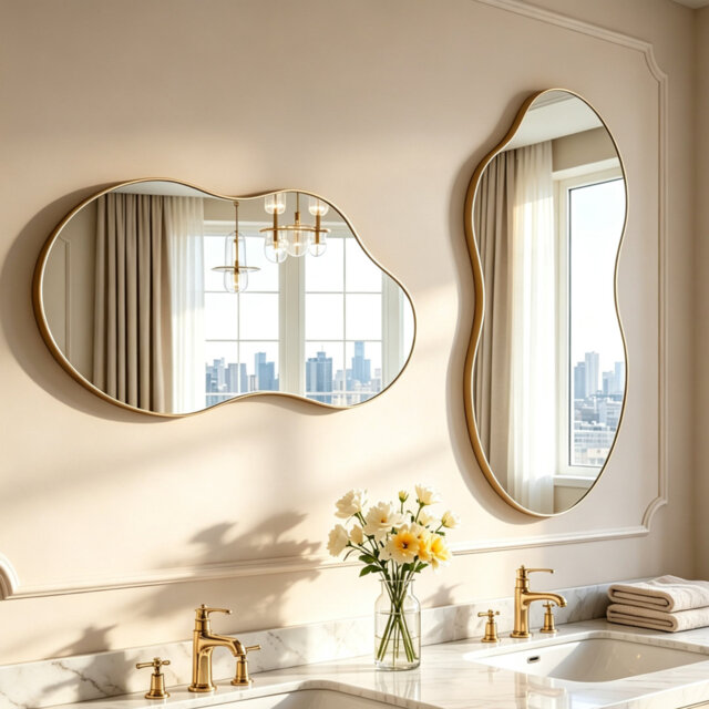 50x92.5CM Wall Mirror Metal Asymmetrical Accent Mirror set of 2