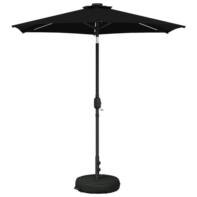 Garden Parasol With LED Lights Polyester Outdoor Shade Patio Umbrella