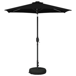 Garden Parasol With LED Lights Polyester Outdoor Shade Patio Umbrella