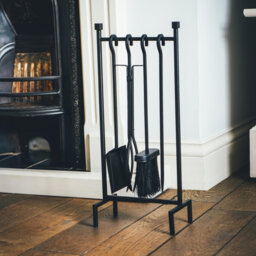 Iron Hanging Rack Fireside Companion Set Pewter H51Cm W22cm