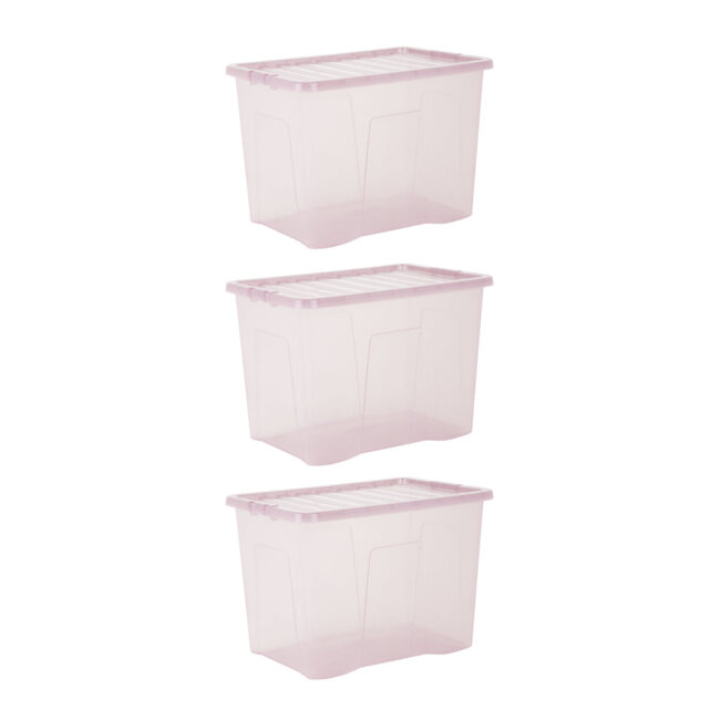 Wham Crystal 80L Plastic Storage BoxesTint Dusky