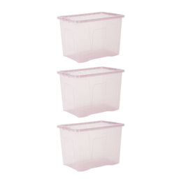 Wham Crystal 80L Plastic Storage BoxesTint Dusky