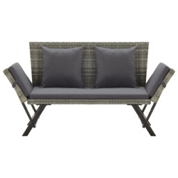 Garden Bench with Cushions 176 cm Poly Rattan Dining Seat
