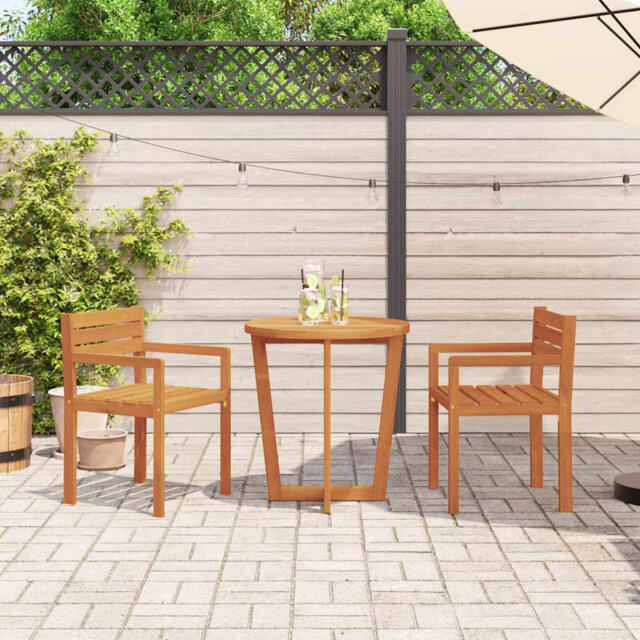 2 - Person Wood Patio Dining Set with Round Table