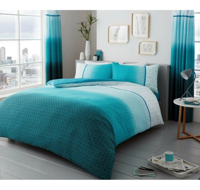 Geometric Polycotton Duvet Cover Set with Matching Pillowcases - Soft, Durable, Comfortable Unisex Bedding