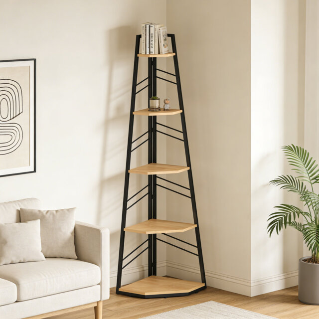 159.5cm H x 36.5cm W Metal Corner Bookcase
