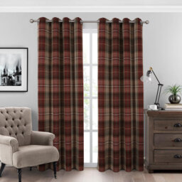 100% Blackout Curtains Check Eyelet Bedroom Tartan Curtain Plaid Brushed Cheque Pair of Highland Woolen Look Window Treatment for Living Room Green 46
