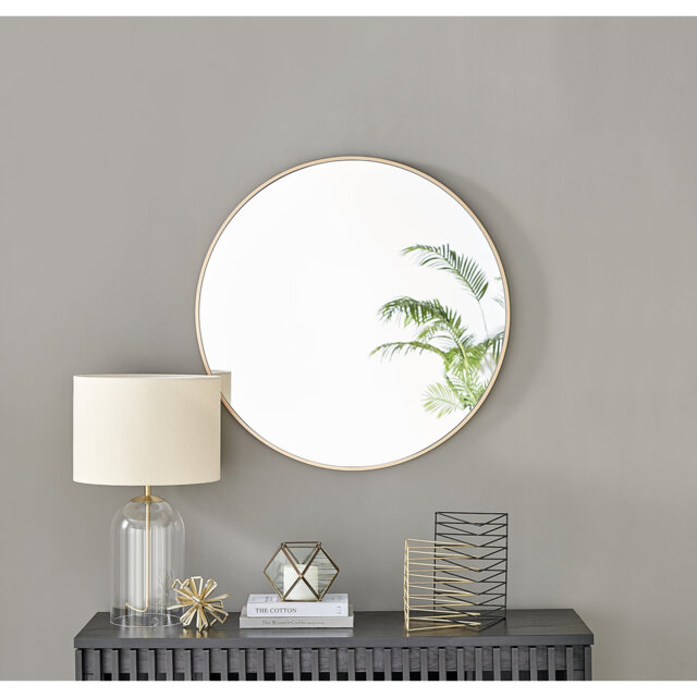 Alcantera Round Metal Frame Wall Mirror Simple and Elegant Modern Design