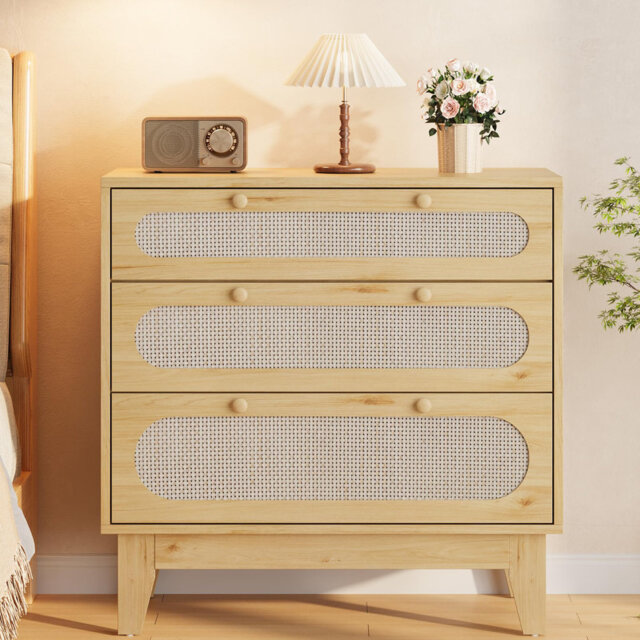 "Modern 3-Drawer Dresser for Bedroom – 31"" Wood Storage Chest, Closet Dresser, or Nightstand for Hallway & Living Room"