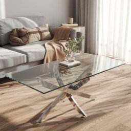 120Cm Wide Clear Glass Top Coffee Table