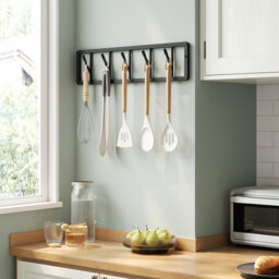 Coat Hooks Wall Mounted Coat Rack With 5 Rotatable Hooks, Metal Space-Saving Wall Hanger For Hallway Bedroom Bathroom Dressing Room