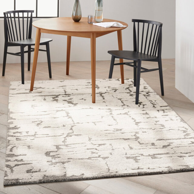 Grey Abstract Thick Modern Easy To Clean Luxurious Handmade Rug For Bedroom, Living Room, Dining Room